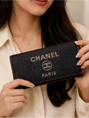 CHANEL Deauville Navy Long Wallet